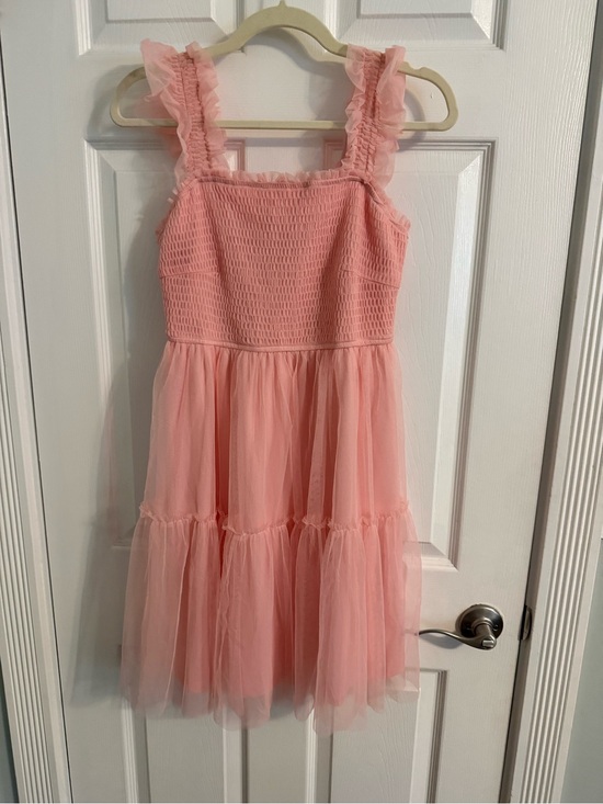 PrettyGarden Dresses & Skirts - Pink Tiered Tulle Mini Dress with Smocked Bodice